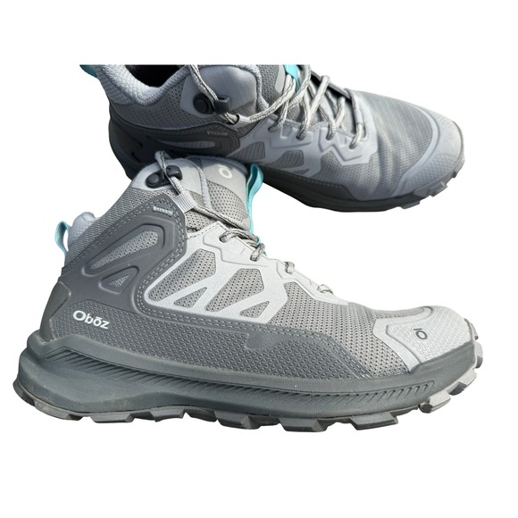 Oboz Bridger B Dry Waterproof Hiking Boots Gray Teal Mens 8.5 - Picture 1 of 5